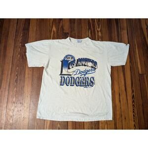 MLB LA Dodgers Trench Tag White Mens XL T-Shirt